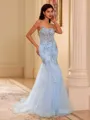 Chic Sheath Spaghetti Straps Appliques Lace Court Train Tulle Corset Dress