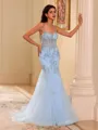 Chic Sheath Spaghetti Straps Appliques Lace Court Train Tulle Corset Dress