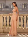 Hot Sheath V-Neck Pleated Floor-Length Dress