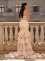 Glamorous Sheath Straight Appliques Lace Court Train Silk Like Satin Corset Dress
