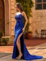 Trendy Sheath Spaghetti Straps Sequin Sweep Train Prom Dress