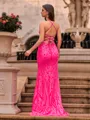 Mesmerizing Sheath V-Neck Sequin Sweep Train Prom Dress