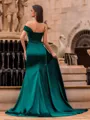 Striking Sheath Sweetheart Rhinestone Court Train Silk Like Satin Prom Dress