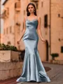 Hermosos Sheath Spaghetti Straps Rhinestone Sweep Train Prom Dress