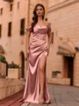 Mesmerizing Sheath Off-the-Shoulder Pleated Floor-Length Silk like Satin Corset Prom Dress