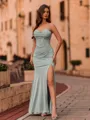 Captivating Sheath Spaghetti Straps Pleated Floor-Length Corset Prom Dress