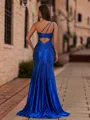 Aristocratic Sheath One-Shoulder Beading Sweep Train Jersey Prom Dress