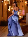 Classy Sheath Off-the-Shoulder Pleated Floor-Length Silk Like Satin Prom Dress