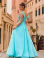Trendy A-Line Organza Beading Scoop Sleeveless Floor-Length Prom Dress