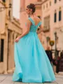 Trendy A-Line Organza Beading Scoop Sleeveless Floor-Length Prom Dress
