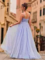 Fashion A-Line Tulle Beading Spaghetti Straps Sleeveless Floor-Length Prom Dress