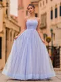Fashion A-Line Tulle Beading Spaghetti Straps Sleeveless Floor-Length Prom Dress
