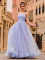 Fashion A-Line Tulle Beading Spaghetti Straps Sleeveless Floor-Length Prom Dress