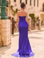 Graceful Sheath Silk Like Satin Pleated Strapless Sleeveless Sweep Train Prom Dress