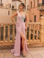 Breathtaking Sheath Stretch Crepe Beading Scoop Sleeveless Sweep Train Prom Dress