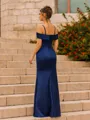 Show-stopping Sheath Charmeuse Pleated Off-The-Shoulder Sleeveless Floor-Length Prom Dress