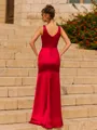 Aristocratic Sheath Charmeuse Pleated V-Neck Sleeveless Floor-Length Prom Dress