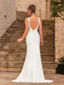 Extravagant Sheath Jersey Beading V-Neck Sleeveless Sweep Train Prom Dress