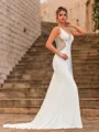 Extravagant Sheath Jersey Beading V-Neck Sleeveless Sweep Train Prom Dress