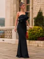 Stunning Sheath Stretch Crepe Ruffles One-Shoulder Sleeveless Floor-Length Prom Dress