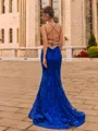 Glamorous Sheath Satin V-Neck Sleeveless Sweep Train Prom Dress