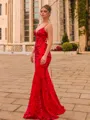 Elegant Sheath Lace V-Neck Sleeveless Floor-Length Prom Dress