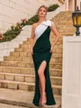 Breathtaking Sheath Stretch Crepe Bowknot One-Shoulder Sleeveless Floor-Length Prom Dress
