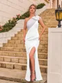 Breathtaking Sheath Stretch Crepe Bowknot One-Shoulder Sleeveless Floor-Length Prom Dress