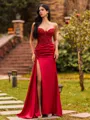 Flattering Sheath Sweetheart Appliques Lace Sweep Train Corset Prom Dress