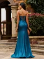 Sleek Sheath V-neck Rhinestone Sweep Train Corset Prom Dress