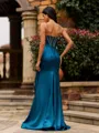 Sleek Sheath V-neck Rhinestone Sweep Train Corset Prom Dress