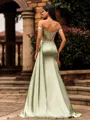 Tight Sheath Off-the-Shoulder Appliques Lace Sweep Train Silk Like Satin Corset Prom Dress