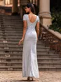 Trendy Sheath Scoop Short Sleeves Floor-Length Prom Dress