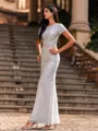 Trendy Sheath Scoop Short Sleeves Floor-Length Prom Dress