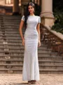 Trendy Sheath Scoop Short Sleeves Floor-Length Prom Dress