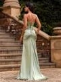 Contemporary Sheath Sweetheart Appliques Lace Sweep Train Silk Like Satin Corset Prom Dress