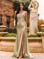 Flattering A-line Sweetheart Appliques Lace Sweep Train Silk Like Satin Corset Prom Dress