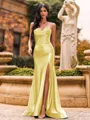 Flattering A-line Sweetheart Appliques Lace Sweep Train Silk Like Satin Corset Prom Dress