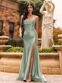 Flattering A-line Sweetheart Appliques Lace Sweep Train Silk Like Satin Corset Prom Dress