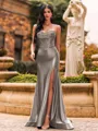 Flattering A-line Sweetheart Appliques Lace Sweep Train Silk Like Satin Corset Prom Dress