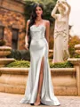 Flattering A-line Sweetheart Appliques Lace Sweep Train Silk Like Satin Corset Prom Dress