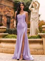 Flattering A-line Sweetheart Appliques Lace Sweep Train Silk Like Satin Corset Prom Dress