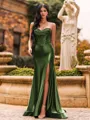Flattering A-line Sweetheart Appliques Lace Sweep Train Silk Like Satin Corset Prom Dress