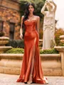 Flattering A-line Sweetheart Appliques Lace Sweep Train Silk Like Satin Corset Prom Dress