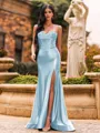 Flattering A-line Sweetheart Appliques Lace Sweep Train Silk Like Satin Corset Prom Dress