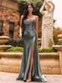 Flattering A-line Sweetheart Appliques Lace Sweep Train Silk Like Satin Corset Prom Dress