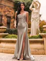 Flattering A-line Sweetheart Appliques Lace Sweep Train Silk Like Satin Corset Prom Dress