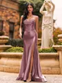 Flattering A-line Sweetheart Appliques Lace Sweep Train Silk Like Satin Corset Prom Dress