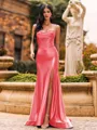 Flattering A-line Sweetheart Appliques Lace Sweep Train Silk Like Satin Corset Prom Dress