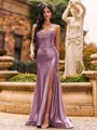 Flattering A-line Sweetheart Appliques Lace Sweep Train Silk Like Satin Corset Prom Dress